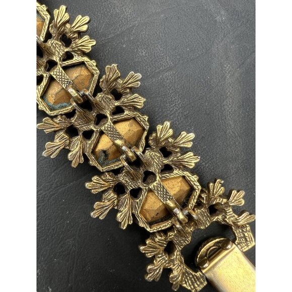 Amber Aurora Borealis Crystal Bracelet 7" Vintage Unsigned - Picture 6 of 7